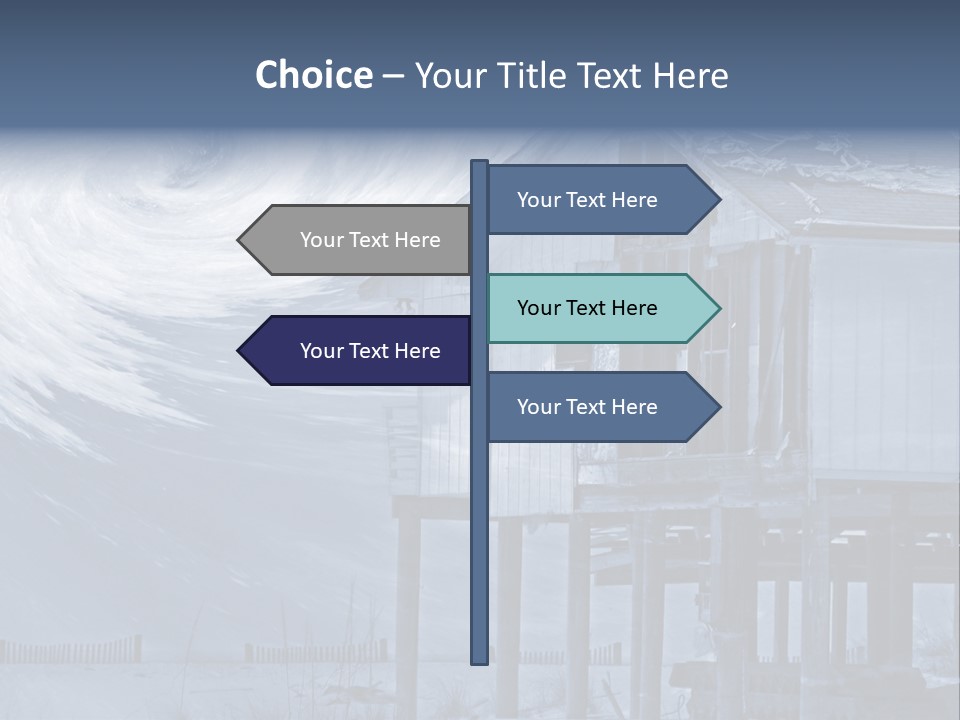 Hurricane Damaged Coastal Home With Storm Overlay PowerPoint Template