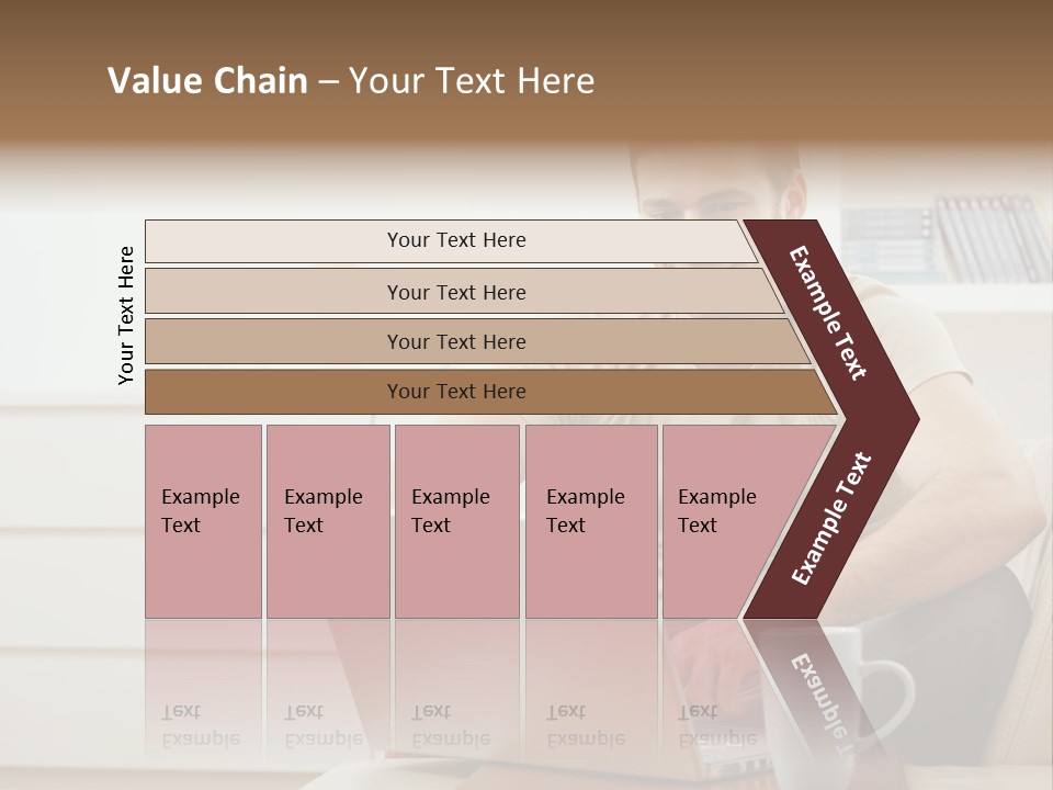 Happy Young Man In T-Shirt Sitting On Sofa At Home, Working On Laptop Computer, Smiling. PowerPoint Template