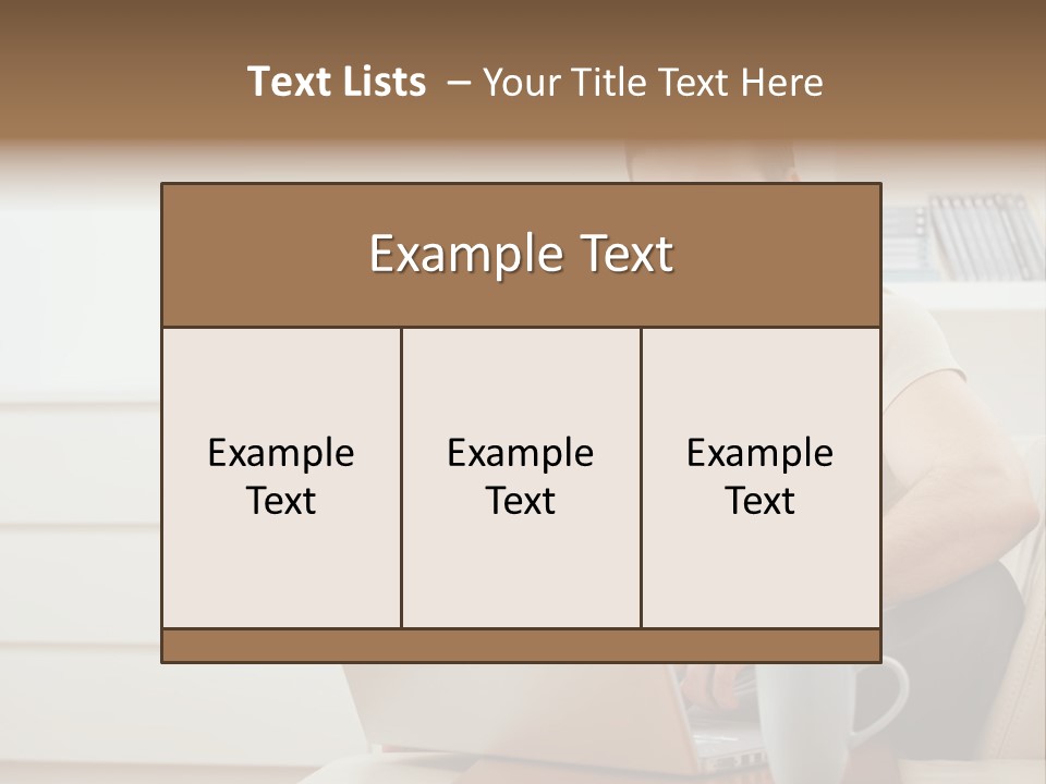Happy Young Man In T-Shirt Sitting On Sofa At Home, Working On Laptop Computer, Smiling. PowerPoint Template