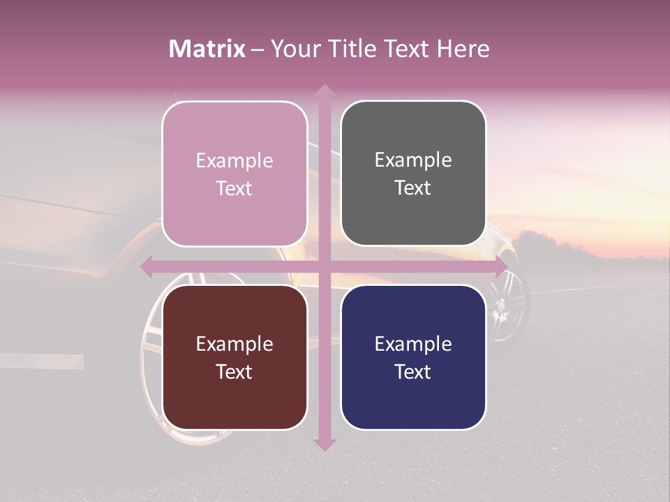 Rear-Side View Of A Luxury Car On Sunset PowerPoint Template