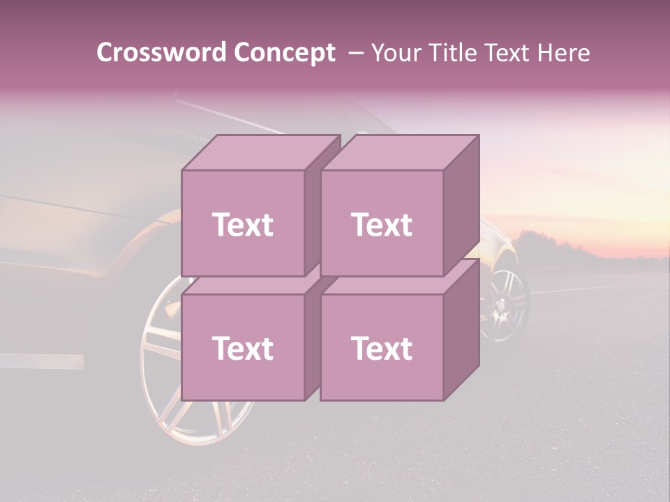Rear-Side View Of A Luxury Car On Sunset PowerPoint Template
