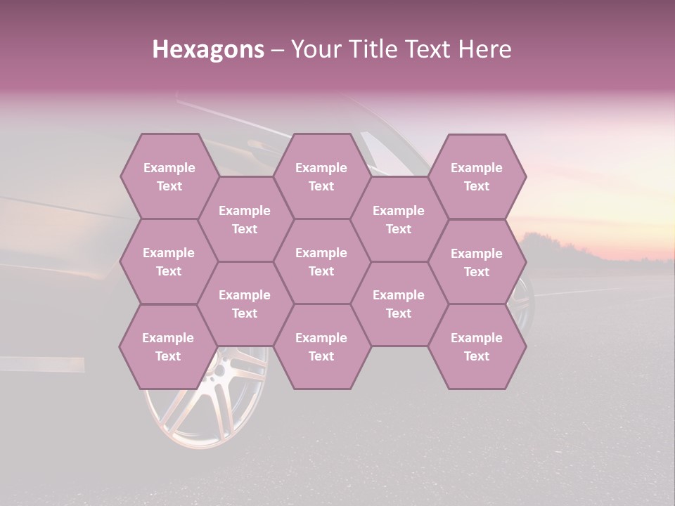 Rear-Side View Of A Luxury Car On Sunset PowerPoint Template