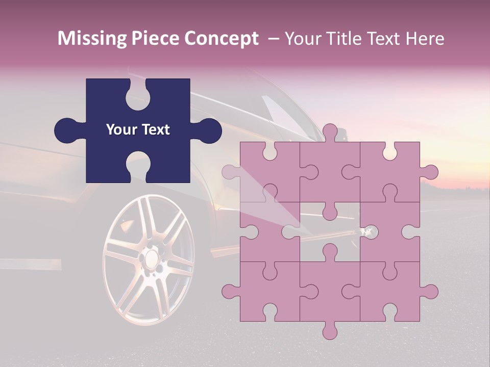 Rear-Side View Of A Luxury Car On Sunset PowerPoint Template