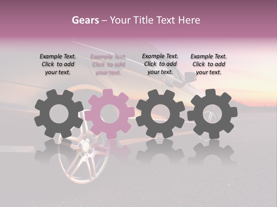 Rear-Side View Of A Luxury Car On Sunset PowerPoint Template