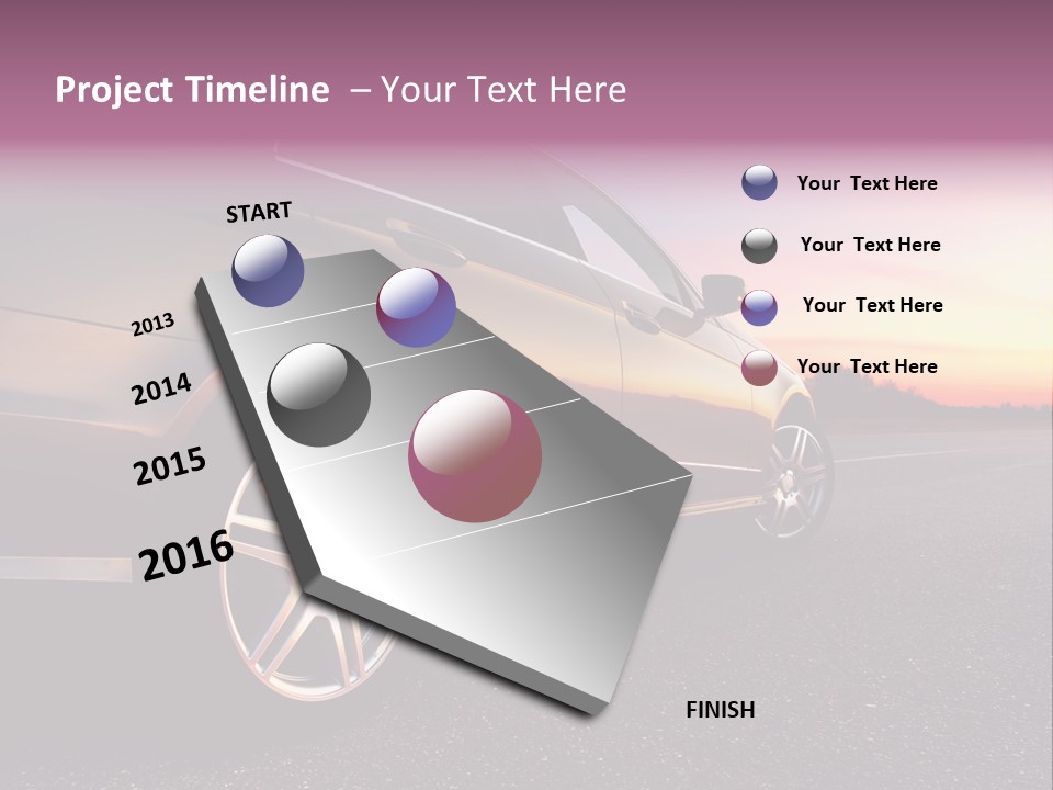 Rear-Side View Of A Luxury Car On Sunset PowerPoint Template