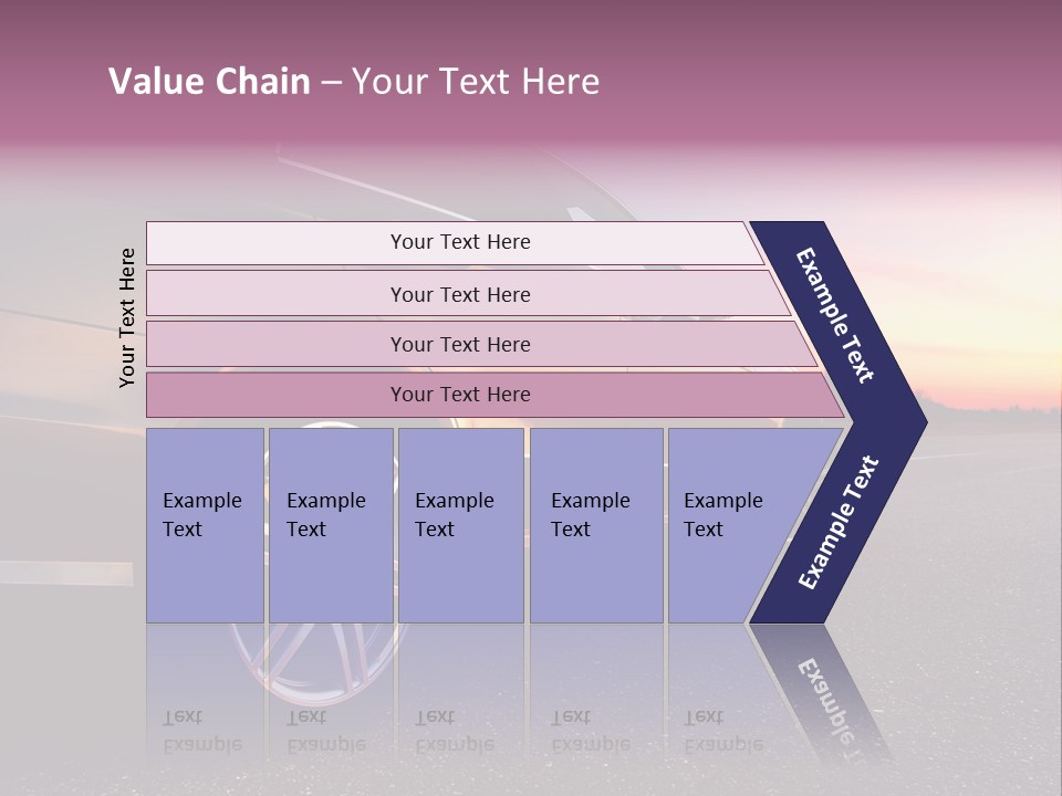 Rear-Side View Of A Luxury Car On Sunset PowerPoint Template