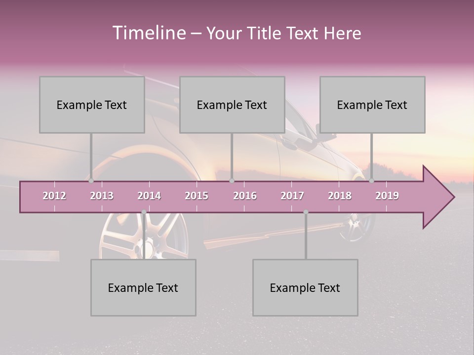Rear-Side View Of A Luxury Car On Sunset PowerPoint Template