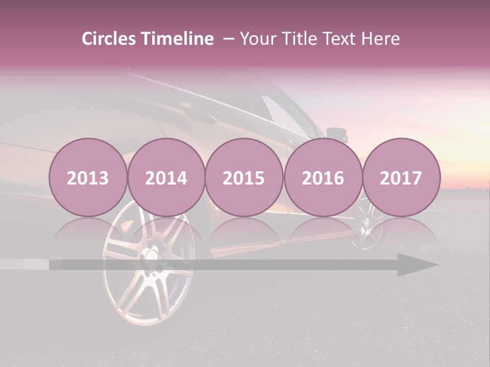 Rear-Side View Of A Luxury Car On Sunset PowerPoint Template