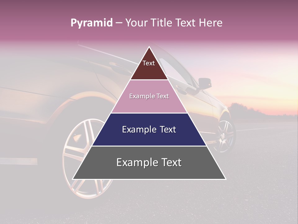 Rear-Side View Of A Luxury Car On Sunset PowerPoint Template