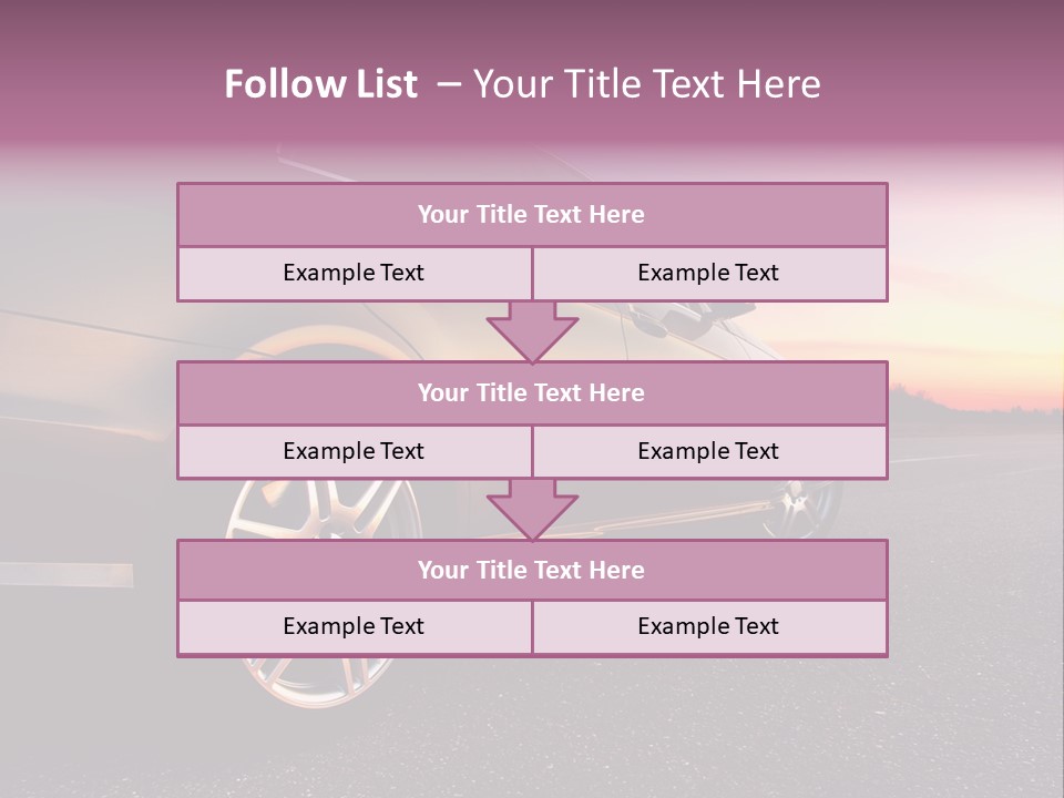 Rear-Side View Of A Luxury Car On Sunset PowerPoint Template
