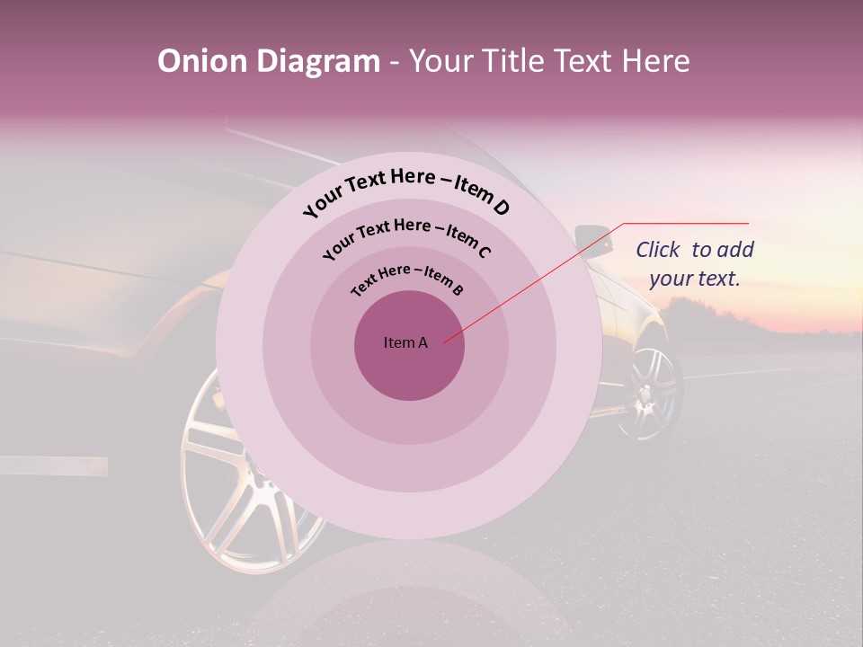 Rear-Side View Of A Luxury Car On Sunset PowerPoint Template