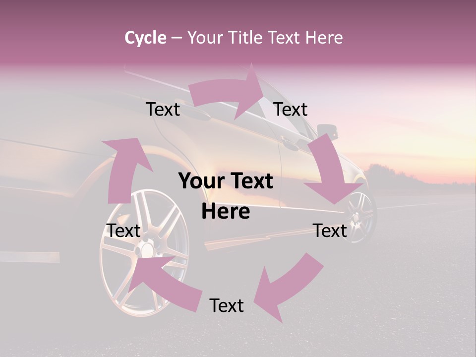 Rear-Side View Of A Luxury Car On Sunset PowerPoint Template