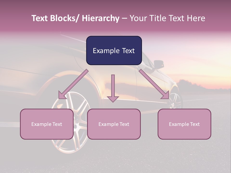 Rear-Side View Of A Luxury Car On Sunset PowerPoint Template