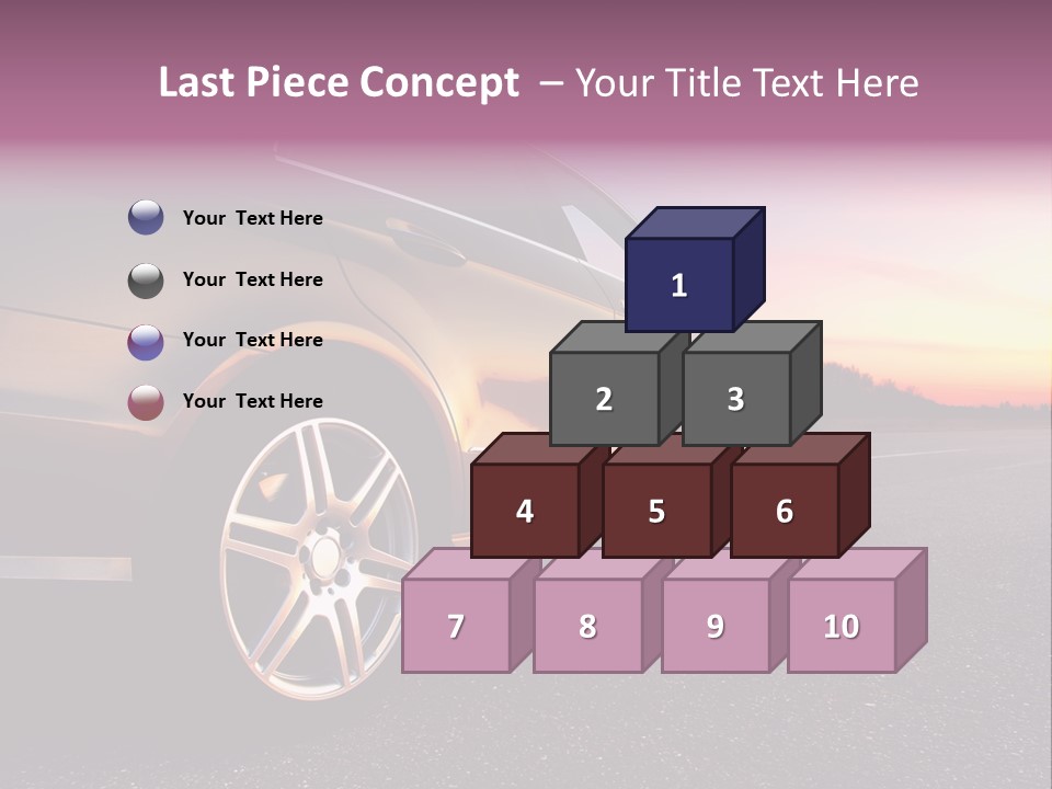 Rear-Side View Of A Luxury Car On Sunset PowerPoint Template