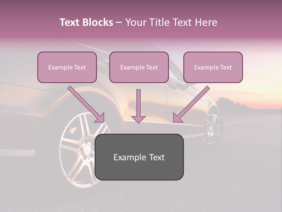 Rear-Side View Of A Luxury Car On Sunset PowerPoint Template