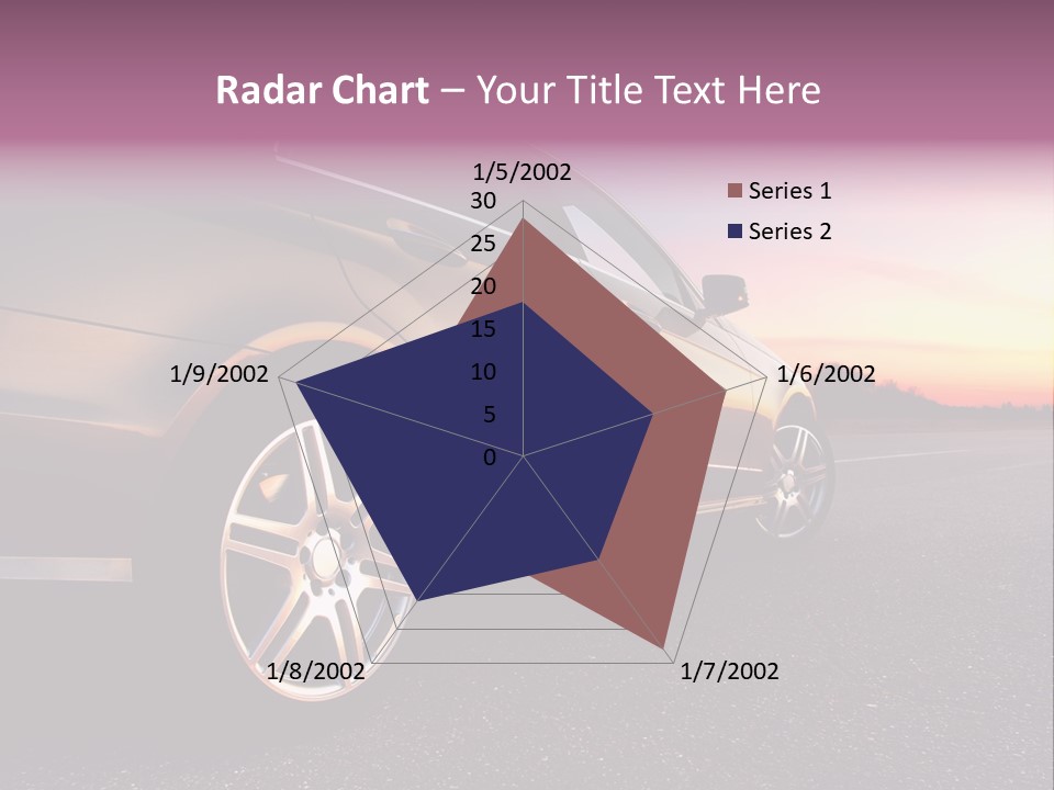 Rear-Side View Of A Luxury Car On Sunset PowerPoint Template