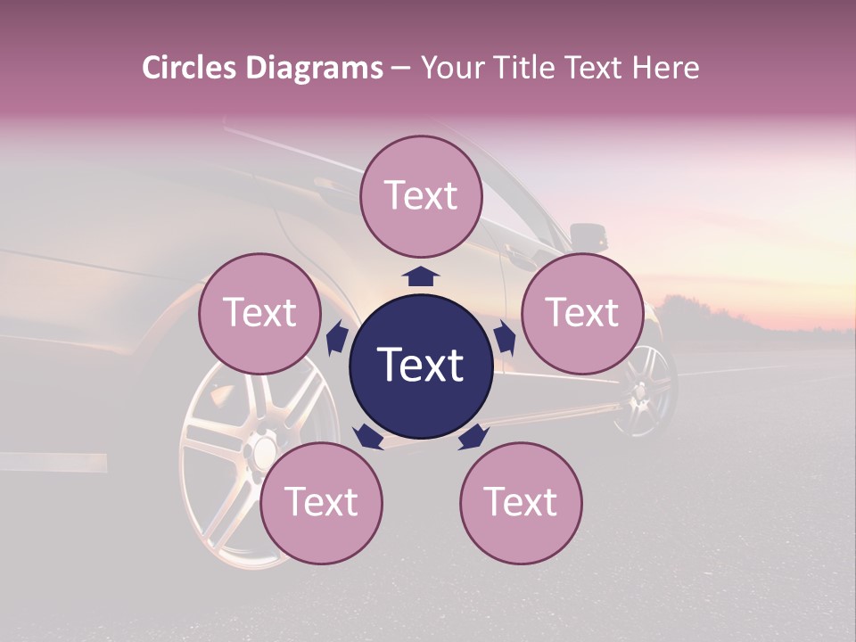 Rear-Side View Of A Luxury Car On Sunset PowerPoint Template