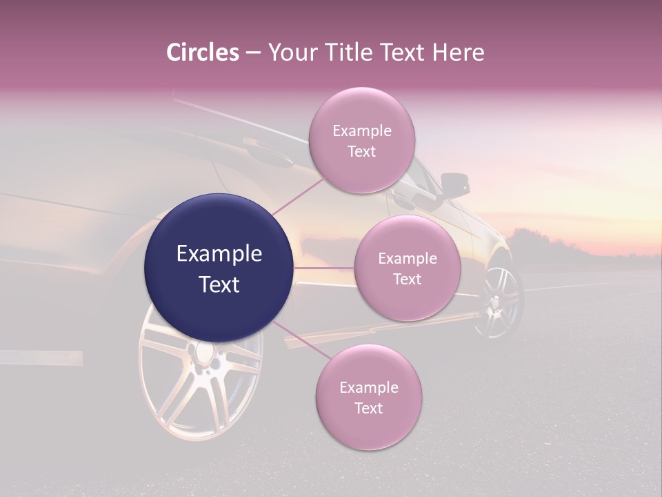 Rear-Side View Of A Luxury Car On Sunset PowerPoint Template