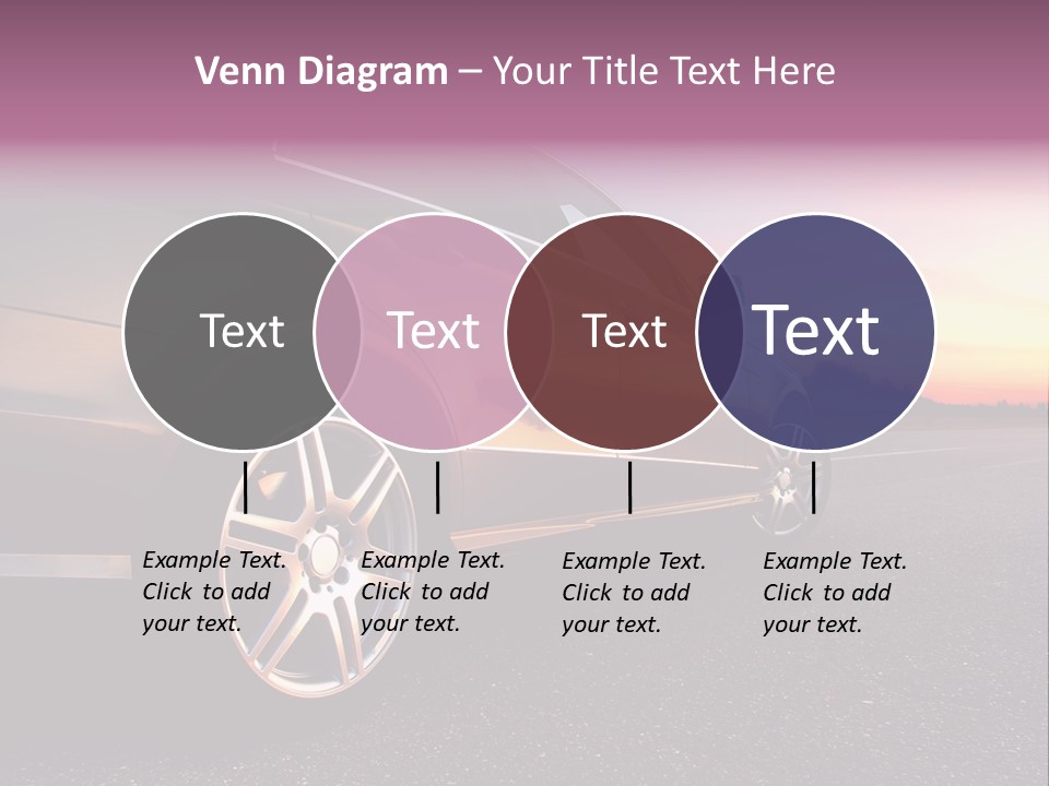 Rear-Side View Of A Luxury Car On Sunset PowerPoint Template