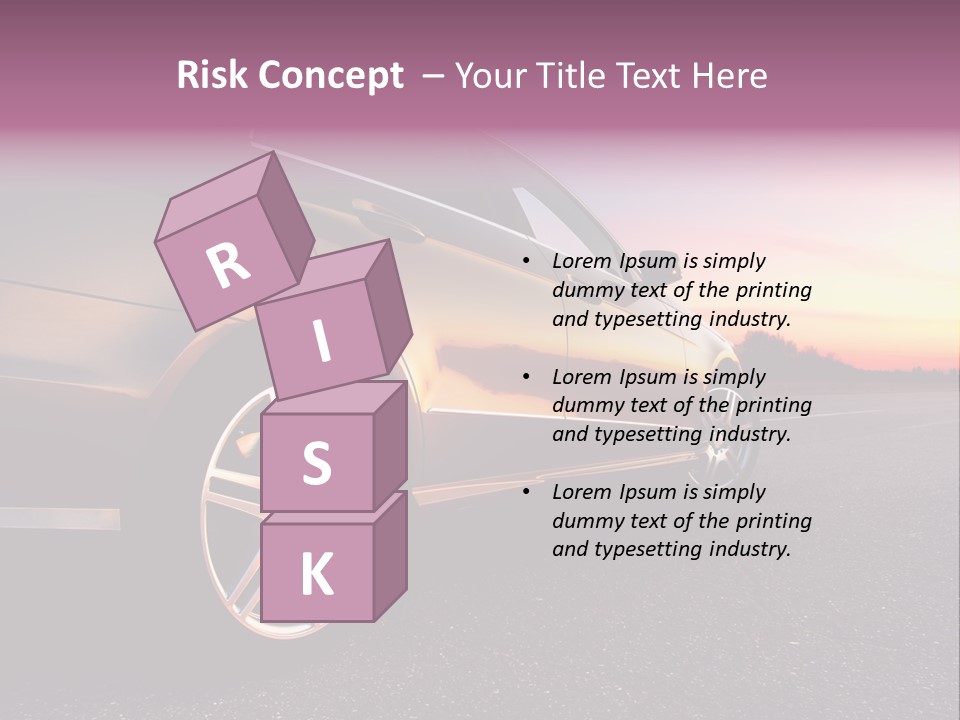 Rear-Side View Of A Luxury Car On Sunset PowerPoint Template