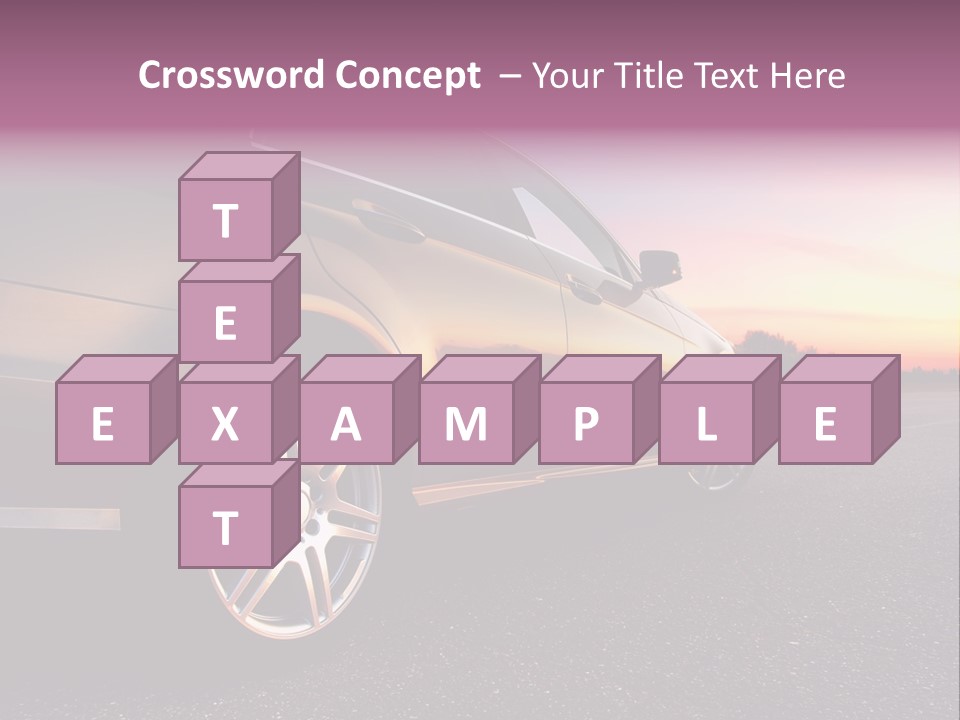 Rear-Side View Of A Luxury Car On Sunset PowerPoint Template