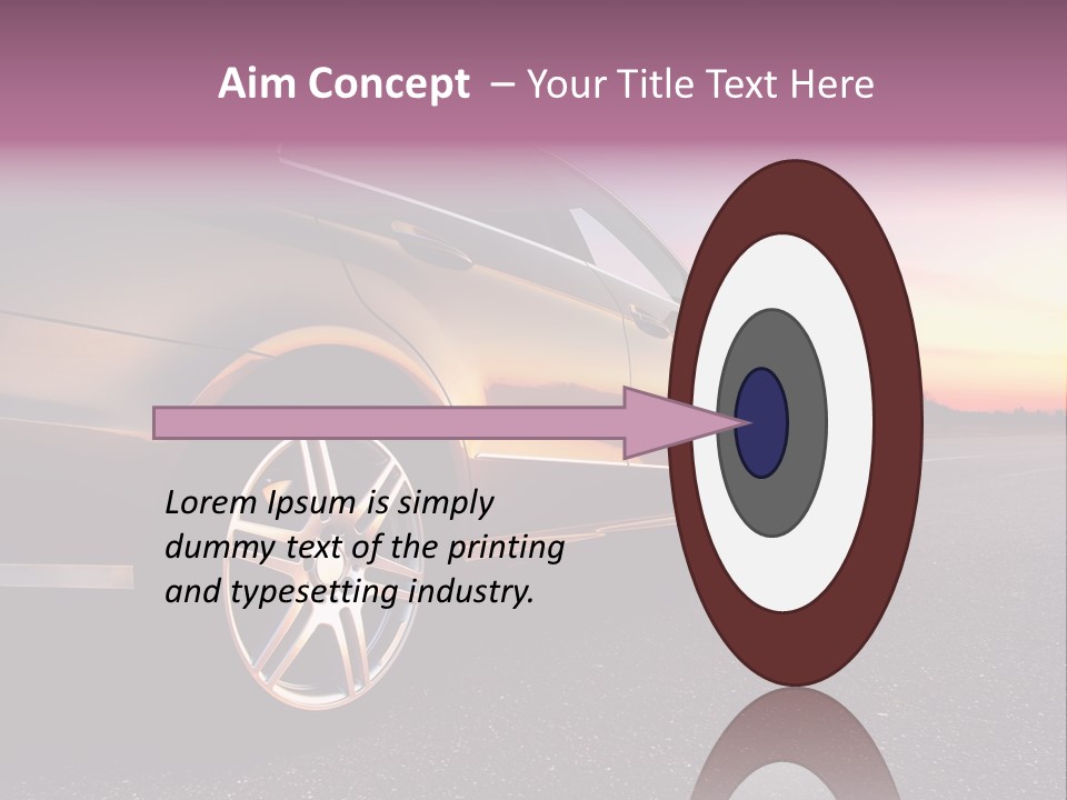 Rear-Side View Of A Luxury Car On Sunset PowerPoint Template
