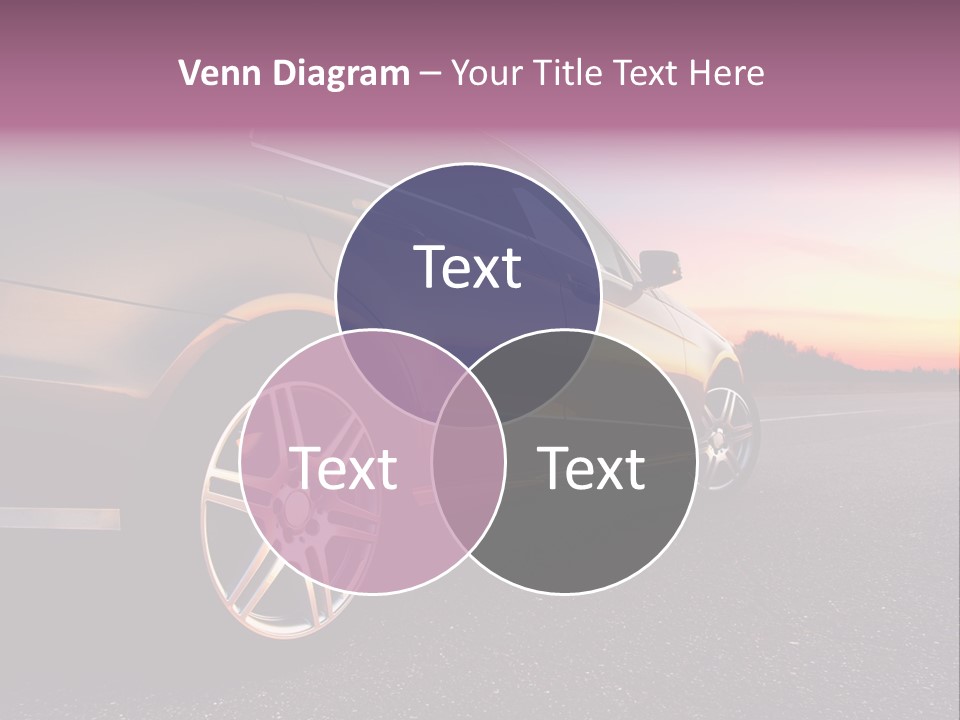 Rear-Side View Of A Luxury Car On Sunset PowerPoint Template