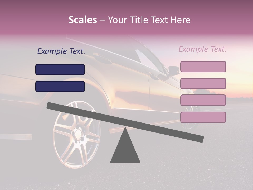 Rear-Side View Of A Luxury Car On Sunset PowerPoint Template