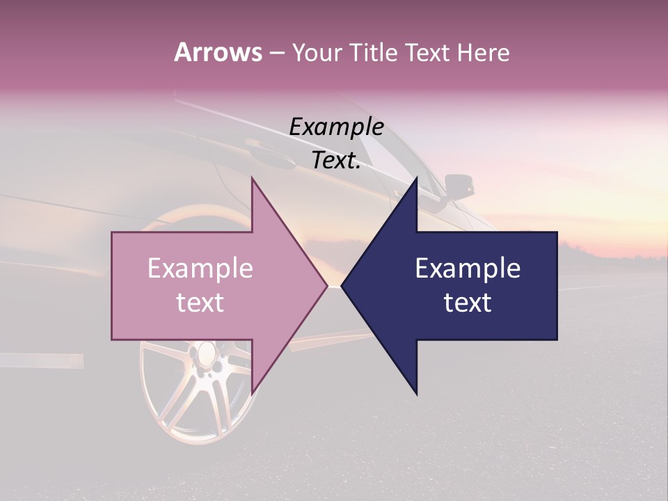 Rear-Side View Of A Luxury Car On Sunset PowerPoint Template