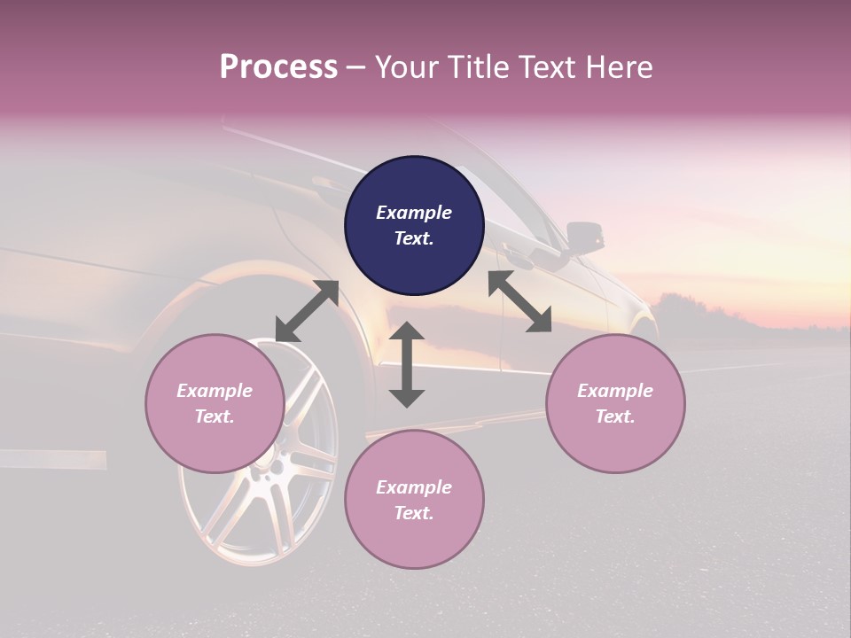 Rear-Side View Of A Luxury Car On Sunset PowerPoint Template