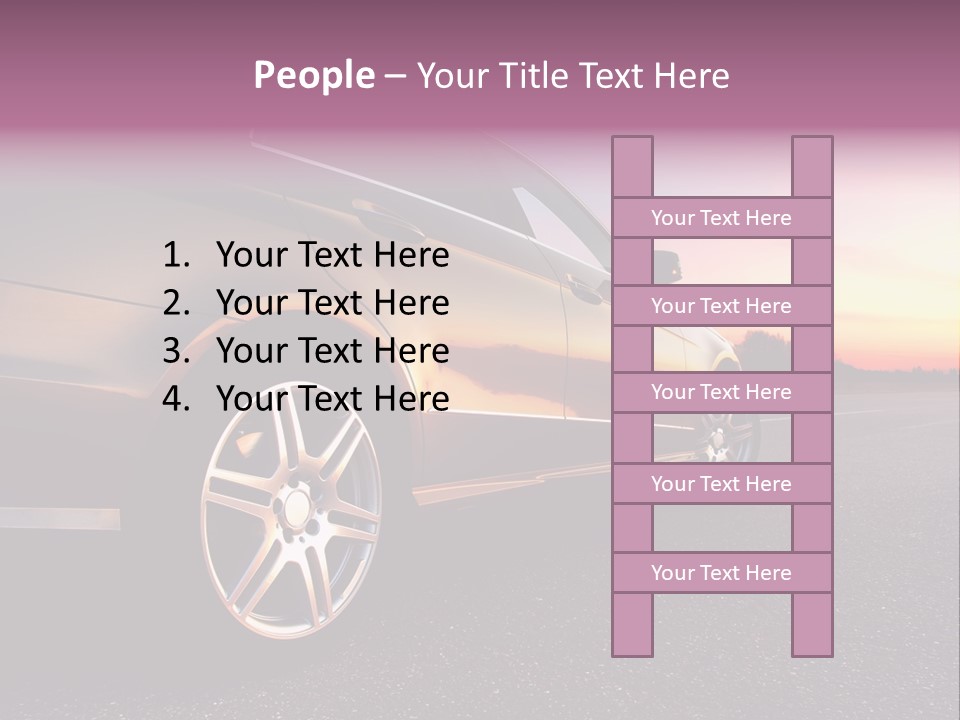 Rear-Side View Of A Luxury Car On Sunset PowerPoint Template