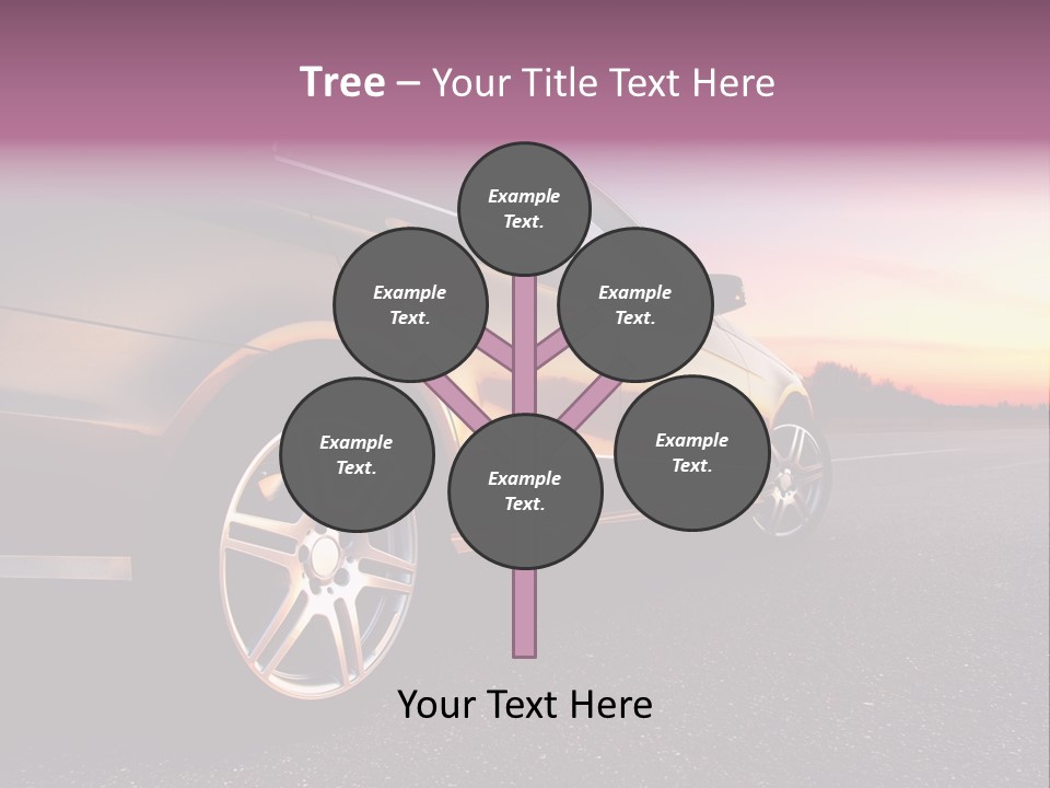 Rear-Side View Of A Luxury Car On Sunset PowerPoint Template