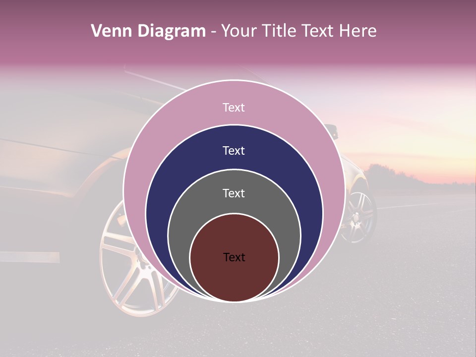 Rear-Side View Of A Luxury Car On Sunset PowerPoint Template