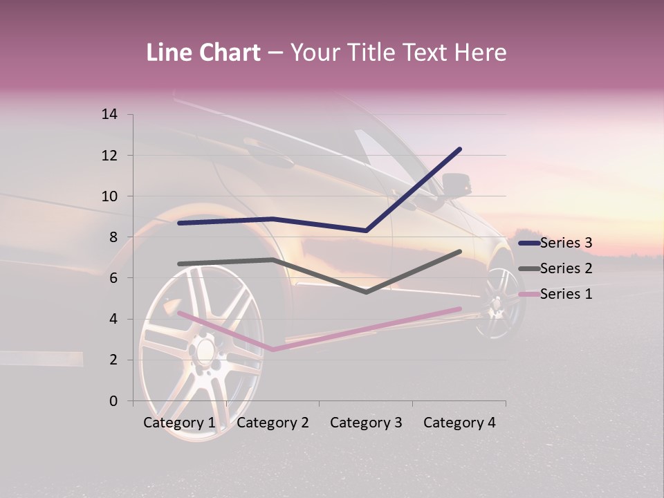 Rear-Side View Of A Luxury Car On Sunset PowerPoint Template