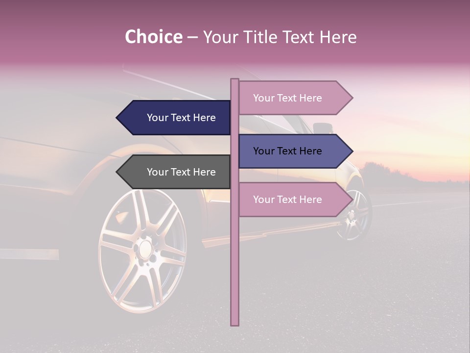 Rear-Side View Of A Luxury Car On Sunset PowerPoint Template