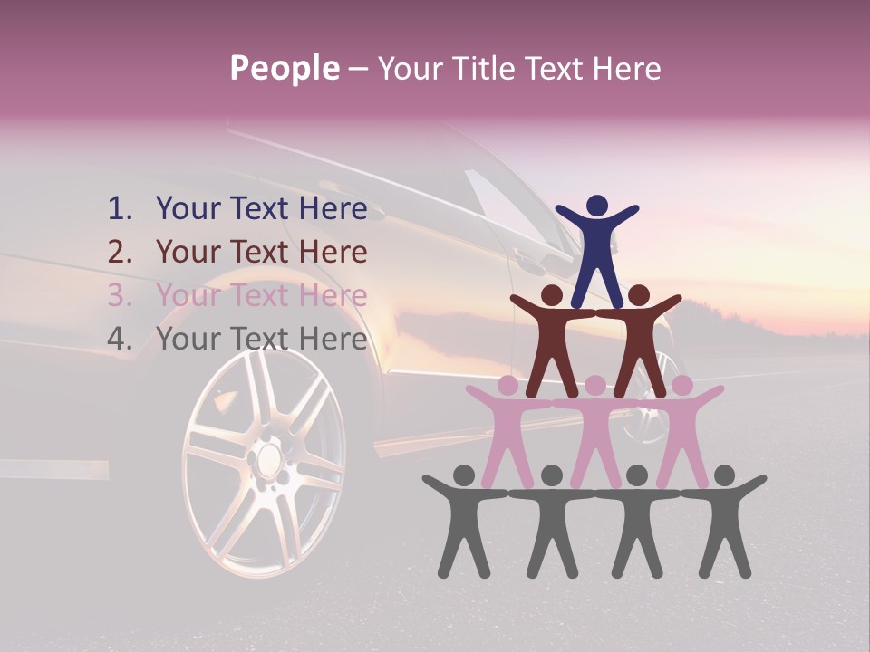 Rear-Side View Of A Luxury Car On Sunset PowerPoint Template