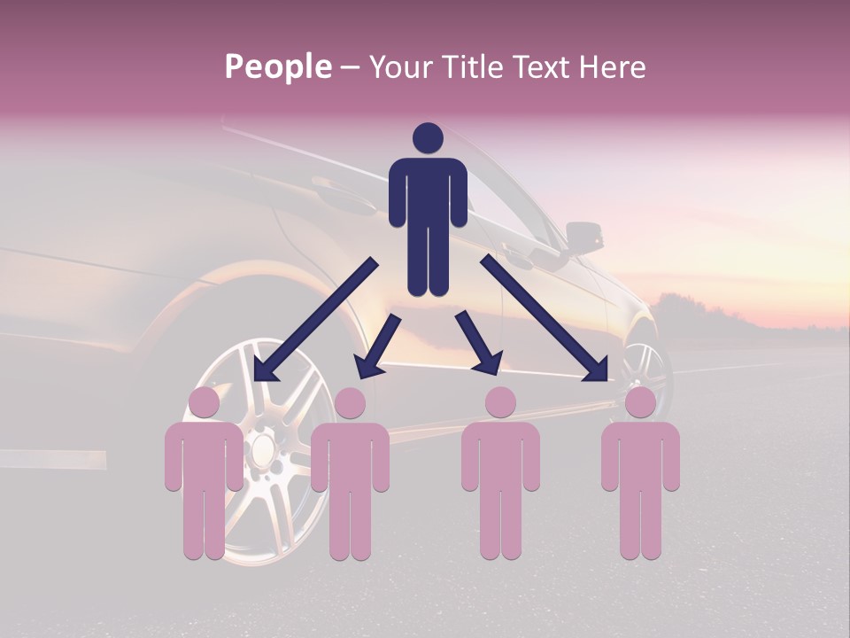 Rear-Side View Of A Luxury Car On Sunset PowerPoint Template