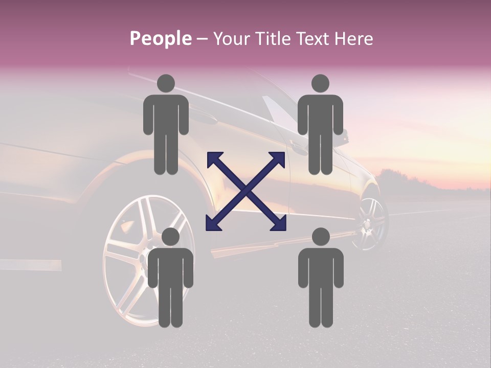 Rear-Side View Of A Luxury Car On Sunset PowerPoint Template