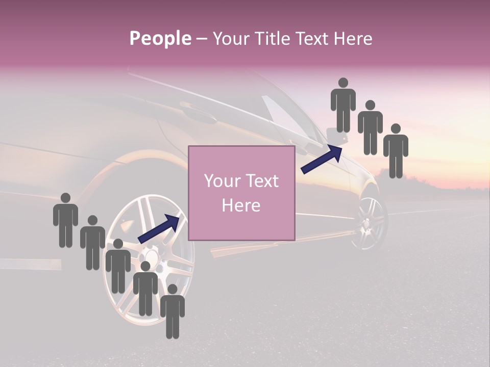 Rear-Side View Of A Luxury Car On Sunset PowerPoint Template