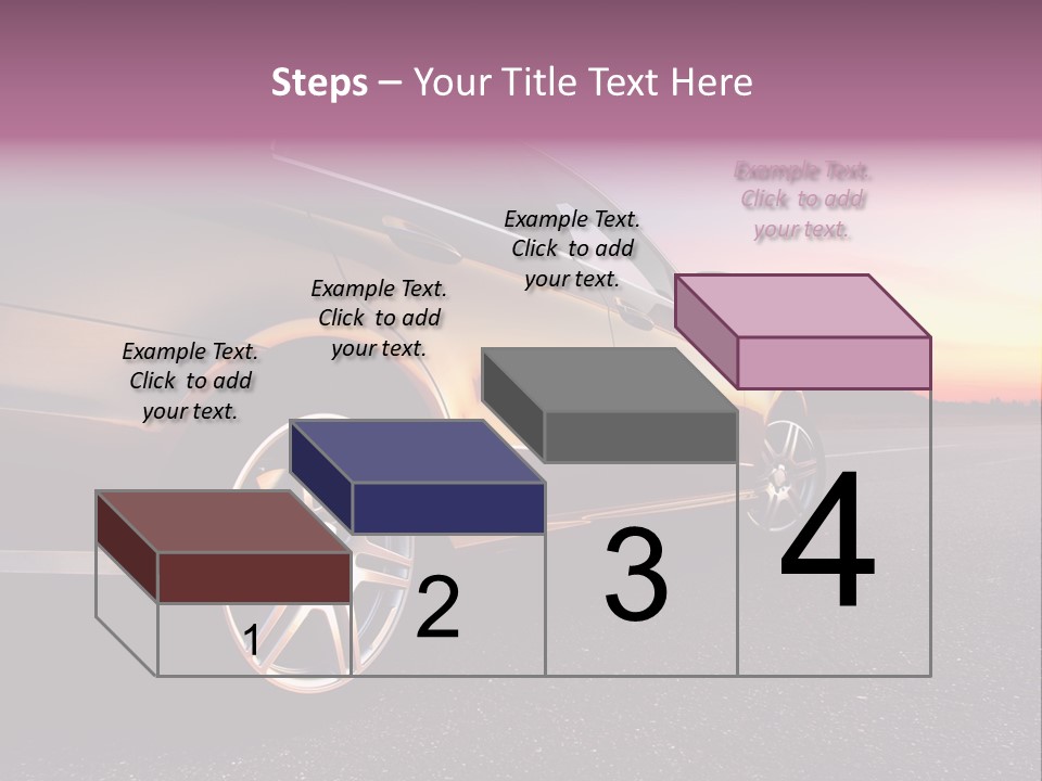 Rear-Side View Of A Luxury Car On Sunset PowerPoint Template