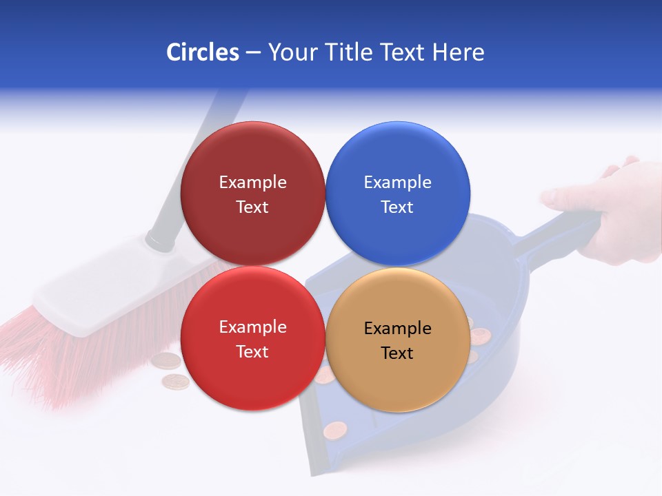 Money Sweeps Up In A Dustpan On White Background PowerPoint Template