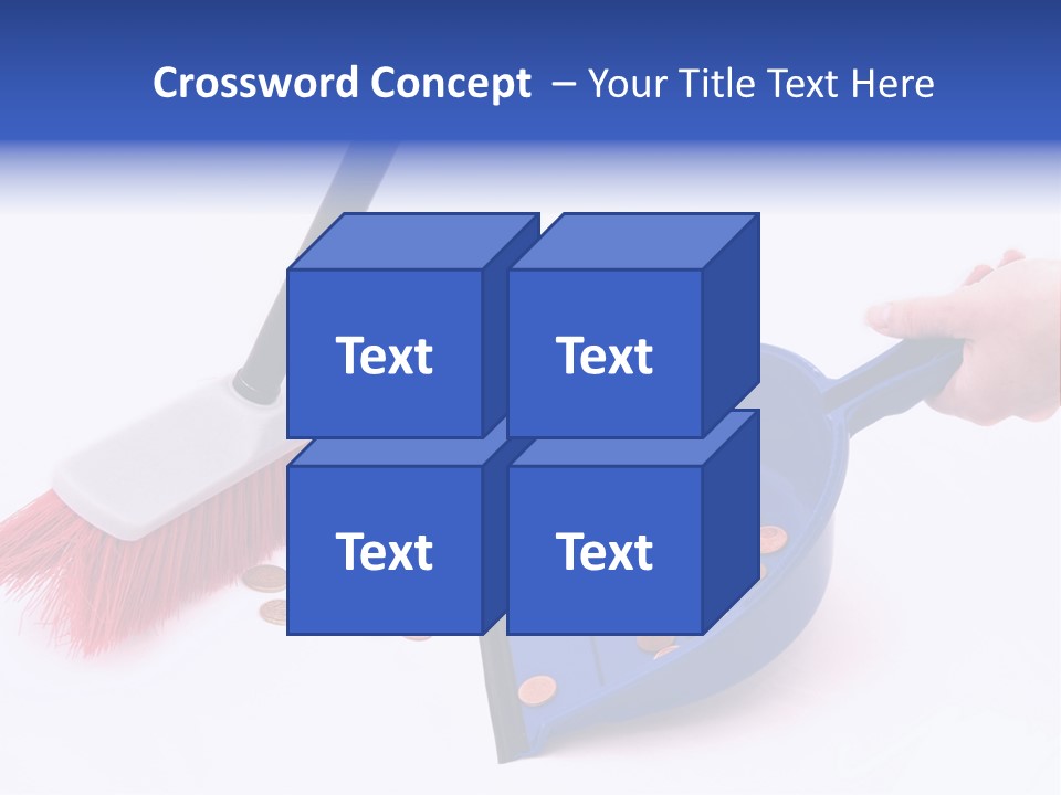 Money Sweeps Up In A Dustpan On White Background PowerPoint Template