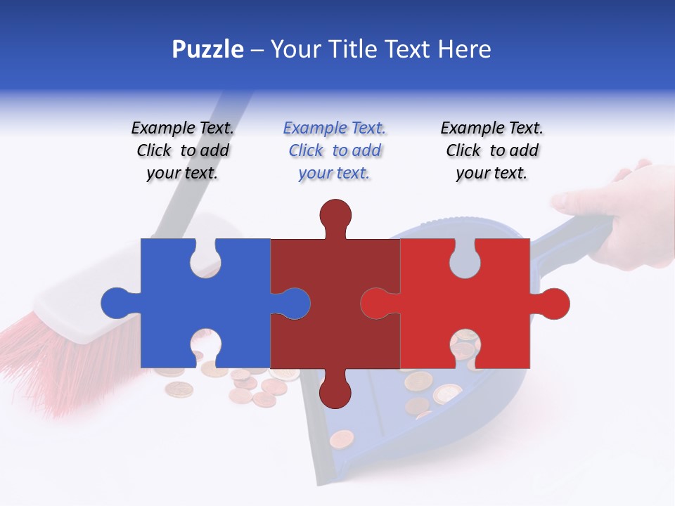 Money Sweeps Up In A Dustpan On White Background PowerPoint Template