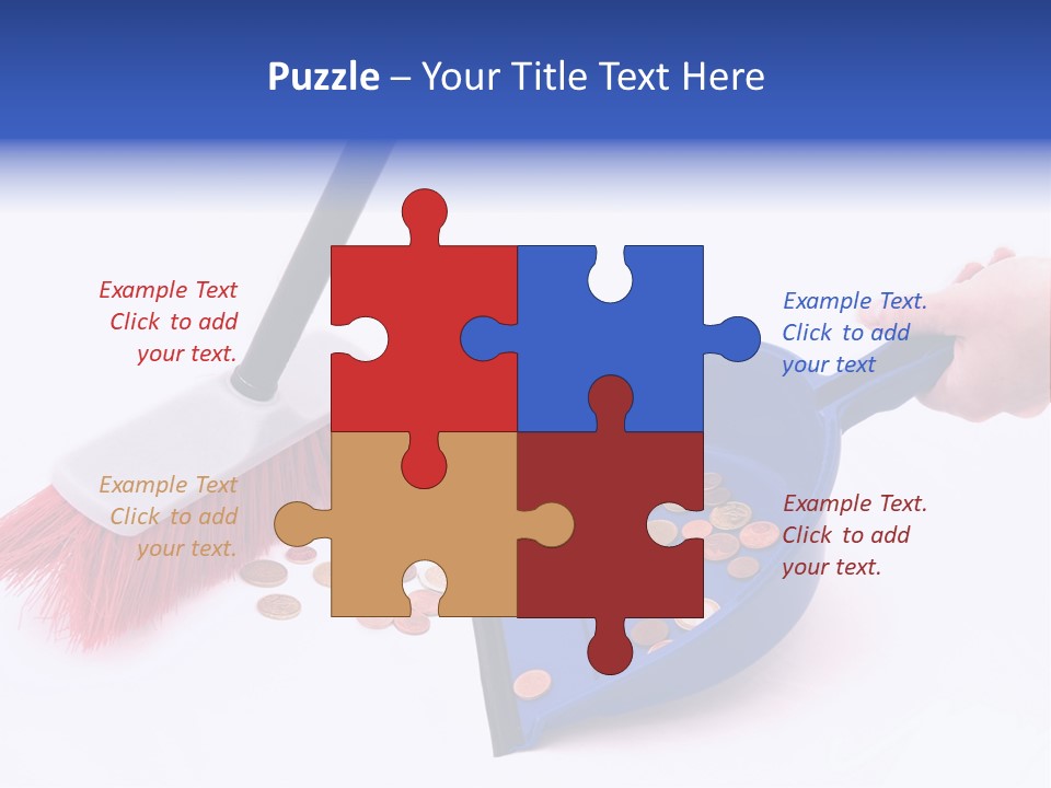 Money Sweeps Up In A Dustpan On White Background PowerPoint Template