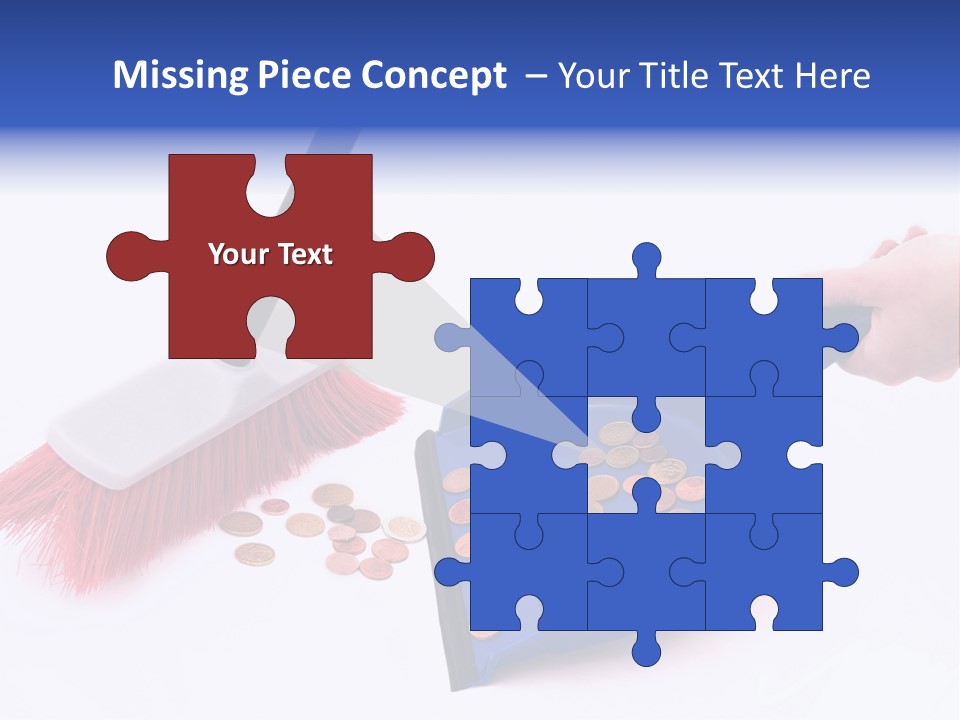 Money Sweeps Up In A Dustpan On White Background PowerPoint Template