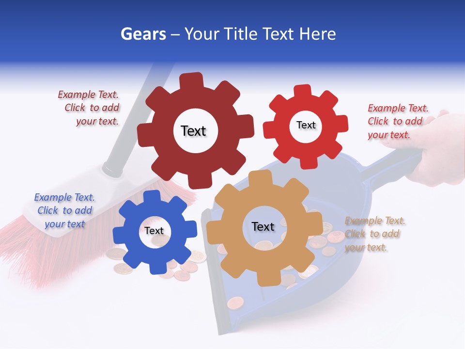 Money Sweeps Up In A Dustpan On White Background PowerPoint Template