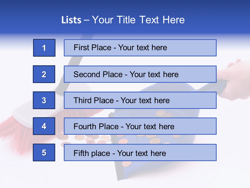 Money Sweeps Up In A Dustpan On White Background PowerPoint Template