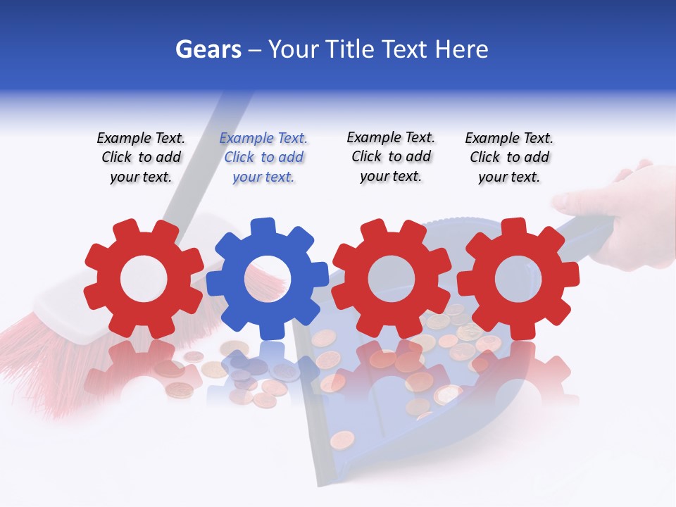 Money Sweeps Up In A Dustpan On White Background PowerPoint Template