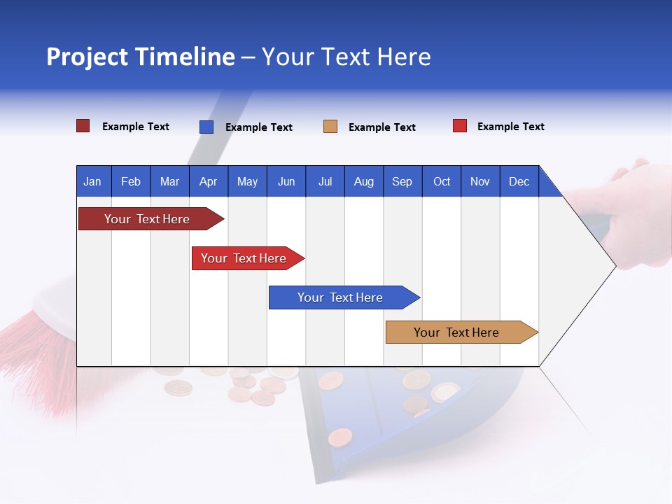 Money Sweeps Up In A Dustpan On White Background PowerPoint Template