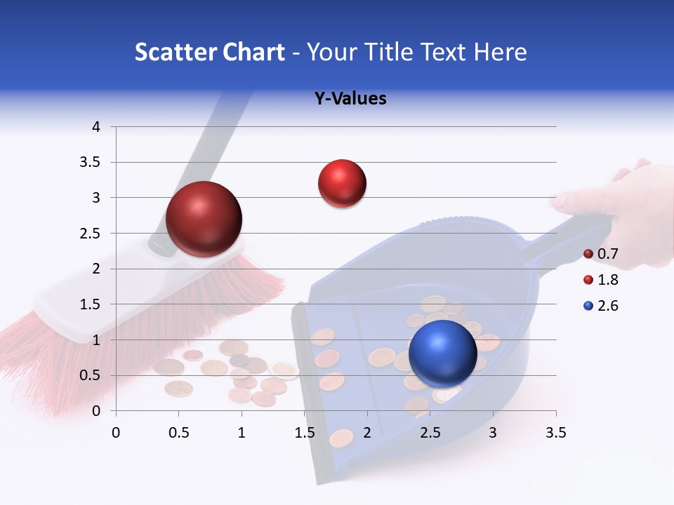 Money Sweeps Up In A Dustpan On White Background PowerPoint Template